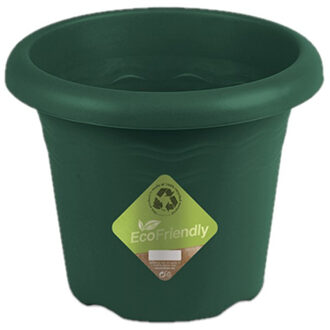 Donkergroene ronde plantenpot/bloempot kunststof diameter 26 cm - Plantenpotten