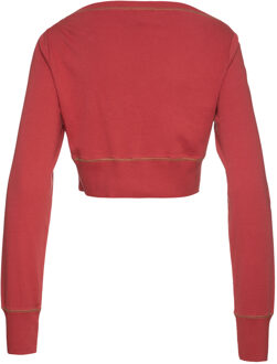 Donkerrode Crop Print Top met Appliqué Detail Kersenrood