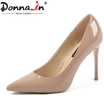 Donna-in High Heels Sexy Wedding Shoes Stiletto Shoes Nude Red Heels Pointed Toe Large Size Lady Sexy Pumps Summer Dress Shoes