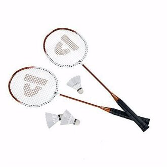 Donnay Oranje badmintonrackets met shuttels