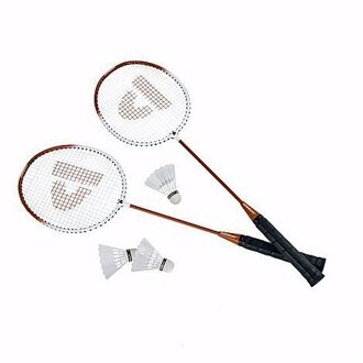 Donnay Set van 2x oranje badminton rackets met shuttels