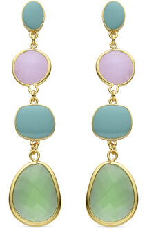 Donnty oorbellen afgewerkt in 18k geel goud Veelkleurig