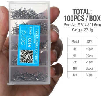 Donql 100 Stks/set Rolling Swivel Verbeterde Connector 4 #-12 # Interlock Snap Wartels Vissen Connector Vistuig Accessoires