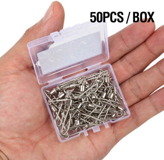 Donql 50Pcs Vissen Connector Rolling Wartels Connector T Vorm Snap Vissen Wartels Rolling Rvs Kralen Vissen Tool Size10 16mm 14kg