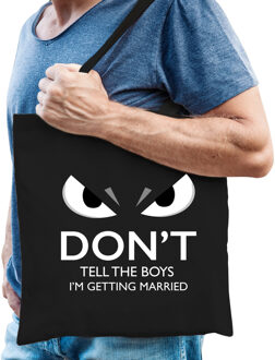 Dont tell boys married cadeau katoenen tas zwart voor volwassenen - Feest Boodschappentassen