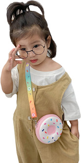 Donut Shape Handbag for Toddler Kids Cartoon Purse Lovely Crossbody Bag Birthday Christmas Gift for Little Girls