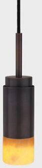Donya Onyx Cylinder Hanglamp - Amberkleurige kap - Gebruind koper