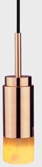 Donya Onyx Cylinder Hanglamp - Amberkleurige kap - Gepolijst koper