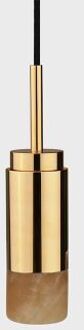 Donya Onyx Cylinder Hanglamp - Amberkleurige kap - Gepolijst messing