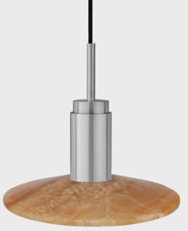 Donya Onyx Solar Hanglamp - Amberkleurige kap - Geborsteld roestvrij staal