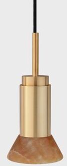 Donya Onyx Trapeze Hanglamp - Amberkleurige kap - Geborsteld messing