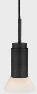 Donya Onyx Trapeze Hanglamp - Witte kap - Zwart PVD