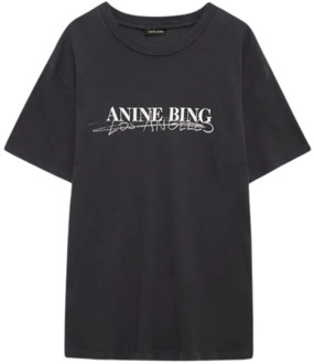 Doodle Korte Mouw T-shirt Anine Bing , Black , Dames - XS