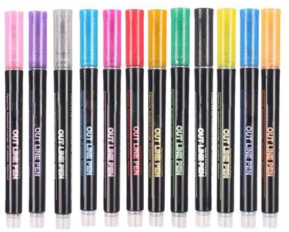 Doodle Verblinden Markers Overzicht Metallic Marker Pennen Diy Dubbele Lijn Shimmer Verf Pennen Voor Kinderen Volwassenen Voor Art Tekening Craft