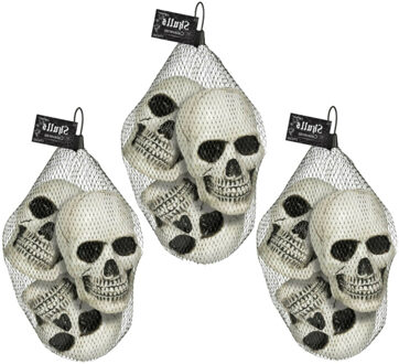 Doodskoppen - 9x stuks - 10 cm - kunststof - schedels - halloween - horror