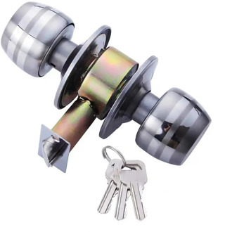 Door Handle Lock Privacy Pass Round Sliver Steel Shower Home Bathroom Stainless Entrance Ball I0B5