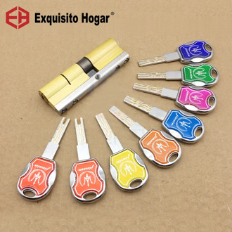 Door Lock Brass Cylinder Double Open Sided Blade Break Anti Pry Stainless Steel Bar Brass Snake Groove Cylinder Color 8 Keys