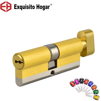 Door Lock Brass Cylinder Single Open Sided Blade Break Anti Pry Stainless Steel Bar Brass Snake Groove Cylinder Color 8 Keys