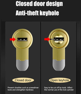 Door Lock Brass Cylinder Single Open Sided Blade Break Anti Pry Stainless Steel Bar Brass Snake Groove Cylinder Color 8 Keys