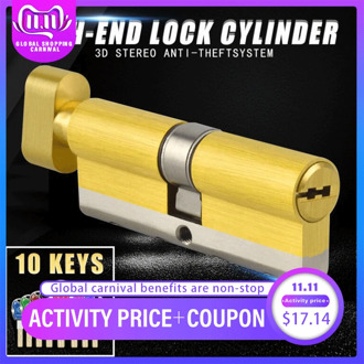 Door Lock Cylinder Single Sided Blade Break Anti Stainless Steel Bar Brass Super C class Snake Groove Lock Core With 10pcs Keys