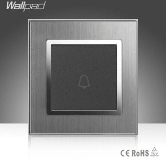 Doorbell Switch Wallpad Hotel EU UK Standard Silver Satin Metal Frame Door Bell Panel Push Button Wall Switch