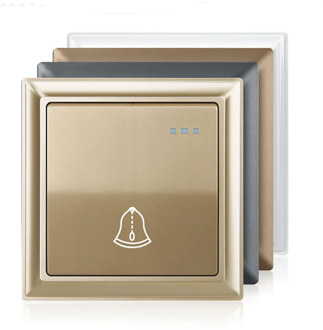 Doorbell Switch Wallpad Hotel EU UK Standard Silver Satin Metal Frame Door Bell Panel Push Button Wall Switch