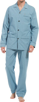 doorknoop pyjama blue met print Blauw - S