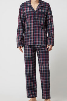 Doorknoop pyjama geweven blauw ruit Rood - L