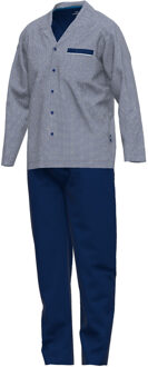 Doorknoop pyjama jersey blauw - M
