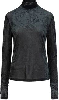 Doorschijnende velvet top Oyla  donkergroen - XS,S,M,L,XL,