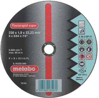 Doorslijpschijf Ø 115x0,8x22,2 Inox Flexiarapid super "Hydroresist" - 50 stuks - 616208000