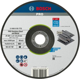 Doorslijpschijf Standard for Inox 180x1.6x22.23mm gebogen - 2608619772