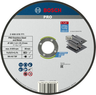 Doorslijpschijf Standard for Inox 180x1.6x22.23mm recht - 2608619771