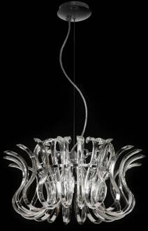 Doorsnede 50 cm - glazen hanglamp Wave zilver, helder