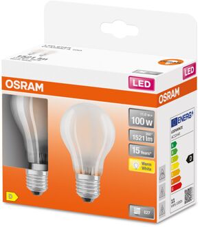 Doos Met 2 Standaard Led-lampen Met Mat Glas - 10w Equivalent Aan 100w E27 - Warm Wit