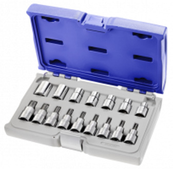 doppen en Torx® schroevendraaierdoppenset 1/2" | 16-delig | in koffer | E032907 - E032907