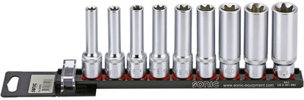 Doppenset 1/2", TX-E lang 9-dlg. op rail 300903