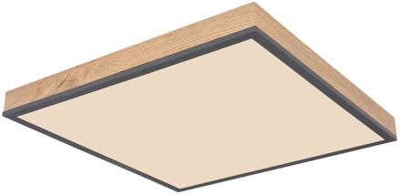 Dora - Plafondlamp led CCT antraciet met mdf 45x45cm Bruin