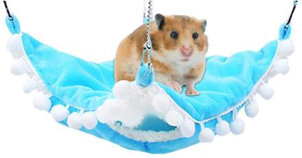 Dorakitten 1Pc Thicken Zachte Pluche Pet Hangmat Double-Layer Warme Hamster Hangmat Kleine Huisdier Opknoping Bed Huisdier Kooi hangmat lucht blauw