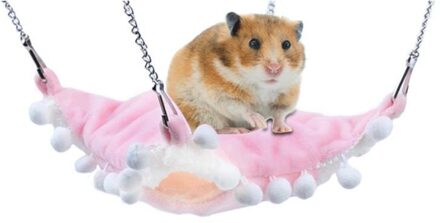 Dorakitten 1Pc Thicken Zachte Pluche Pet Hangmat Double-Layer Warme Hamster Hangmat Kleine Huisdier Opknoping Bed Huisdier Kooi hangmat roze