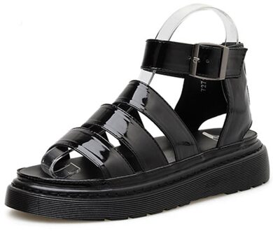 Doratasia Ins Vrouwen Solid Gesp Open Teen Schoenen Platte Gladiator Casual Leisure Punk Schoenen Vrouw Sandalen 8.5
