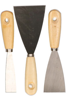 Doratex Plamuurmessen set 3-delig - 30 mm - 50 mm - 80 mm - staal - hout