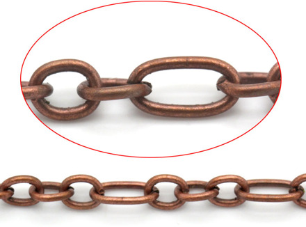 Doreen Doos Mooie Link Gesoldeerd Chains Bevindingen Antieke Koperen 6.5X3.5Mm (1/4 "X 1/8") 4X3.5Mm (1/8 "X 1/8"),10M (B25397)