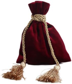 Doreenbeads Fluwelen Koord Tassen Huwelijkscadeau Tas Ringen Ketting Sieraden Kwastje Verpakking Diy Craft 14.5X11Cm 1Pc