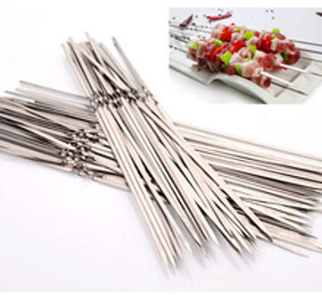 DoreenBeads Food Grade Rvs Barbecue Spiesjes BBQ Platte Naald Stok Shish Kebab Accessoires 33 cm 2 Stks
