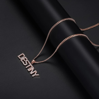 DOREMI 3A Zircon Personalized Custom Name Necklace for Women Men Pendant Stone Chain Zirconia Necklace With 4mm Cuban Chain