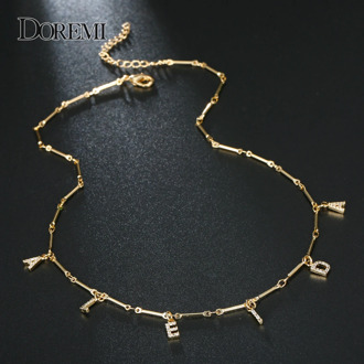 DOREMI 6 Mm Zirconia Necklace Letter Pave Necklace Numbers Personalized Necklaces with Name Custom Jewelry for Unique Gifts