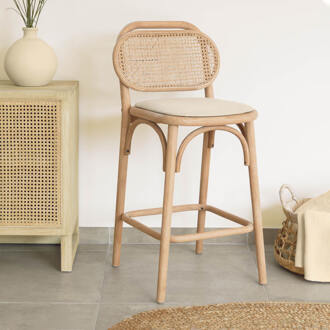 Doriane, Doriane 65 cm height solid oak stool with natural Bruin