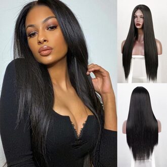 Doris Schoonheid Lange Synthetische Pruik Rechte Blonde Zwart Paars Wit Rood Haar Natuurlijke Deel Lace Pruiken Voor Vrouwen 1b