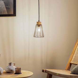 Dorvi hanglamp, eiken geolied, 1-lamp zwart, licht hout
